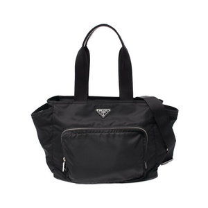 Prada Re Nylon Tote Bag Saffiano Leather Nylon Black